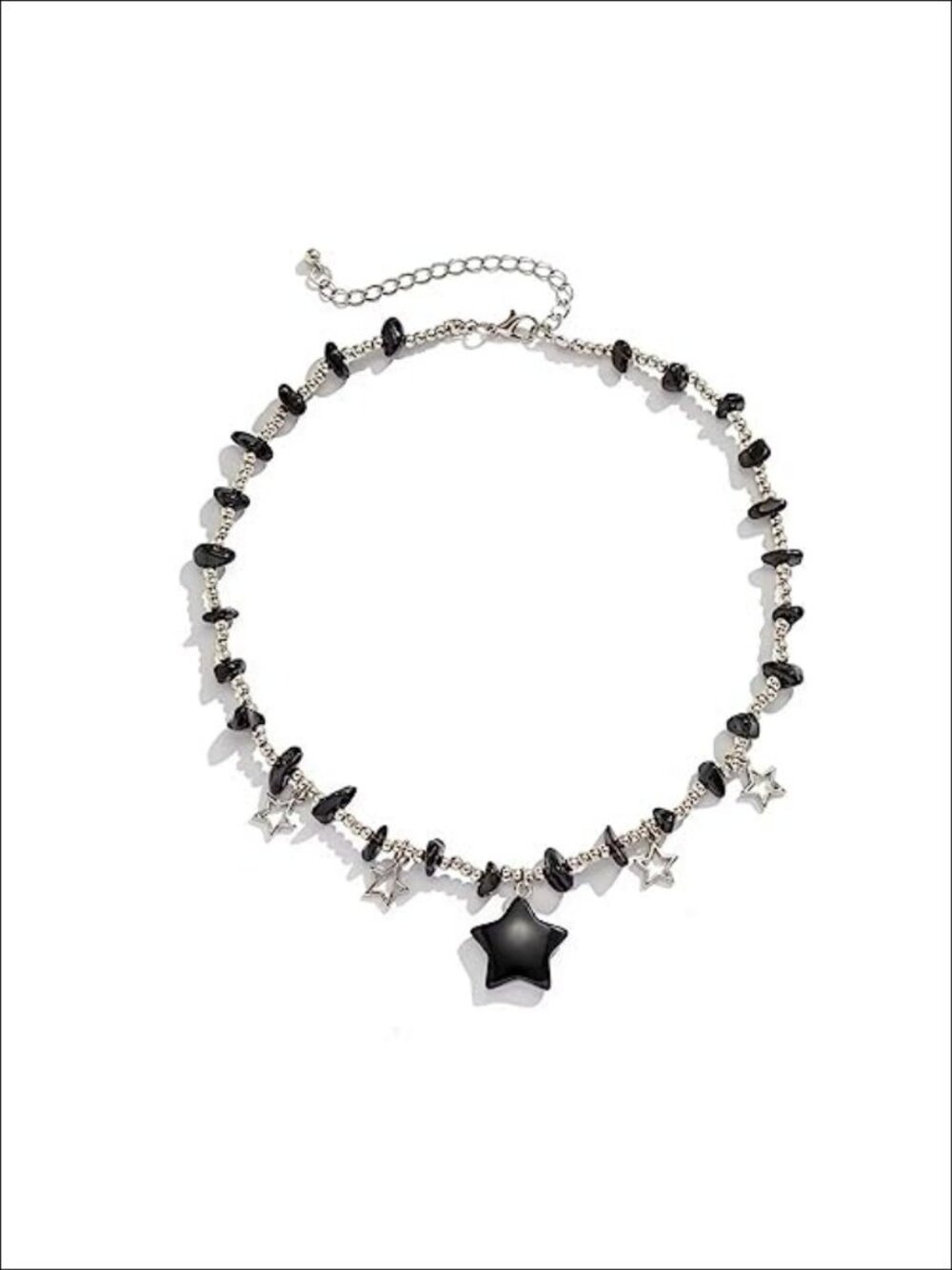 Star Charms Pendant Choker Y2K Healing Crystal Necklace Silver Chain Women